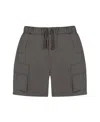 Deux Par Deux Boy's Parachute Cargo Pocket Shorts Dark Gray In Brown