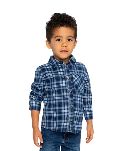 Deux Par Deux Boys' Plaid Button Front Chest Pocket Shirt - Baby In Multi