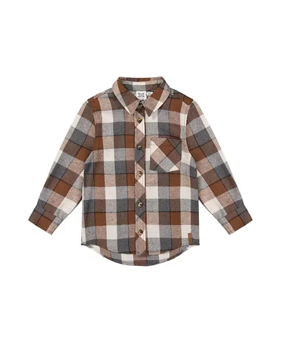 Deux Par Deux Boys' Plaid Button-front Chest Pocket Flannel Shirt - Little Kid, Big Kid In Multi