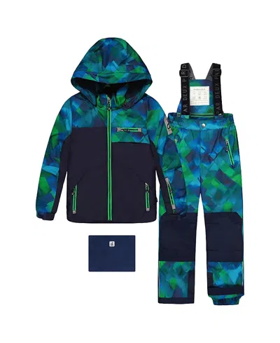 Deux Par Deux Boys' Play Checkered Jacket & Reinforced Pants Two Piece Snowsuit - Little Kid In Multi