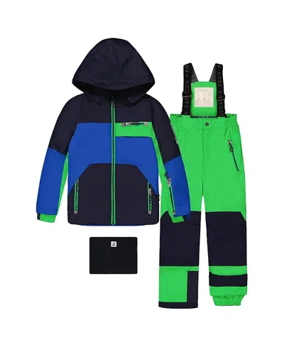 Deux Par Deux Boys' Play Colorblock Jacket & Reinforced Pants Two Piece Snowsuit - Little Kid, Big K In Multi