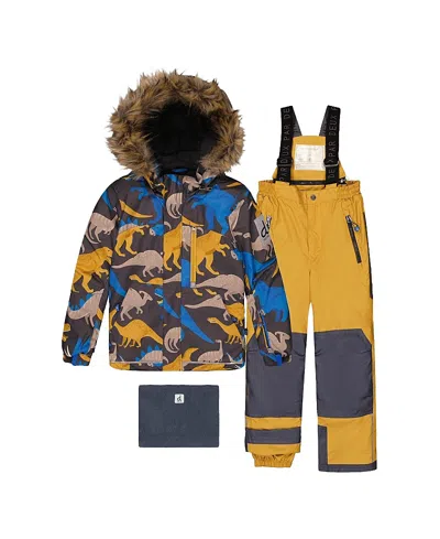 Deux Par Deux Boys' Play Dinosaur Jacket & Reinforced Pants Two Piece Snowsuit - Little Kid, Big Kid In Multi