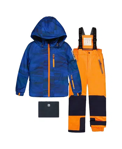 Deux Par Deux Boys' Play Hooded Jacket & Reinforced Pants Two Piece Snowsuit - Little Kid In Multi