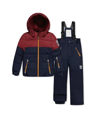 Deux Par Deux Boys' Play Jacket & Pants Fleece Neckwarmer Two Piece Snowsuit - Little Kid In Multi