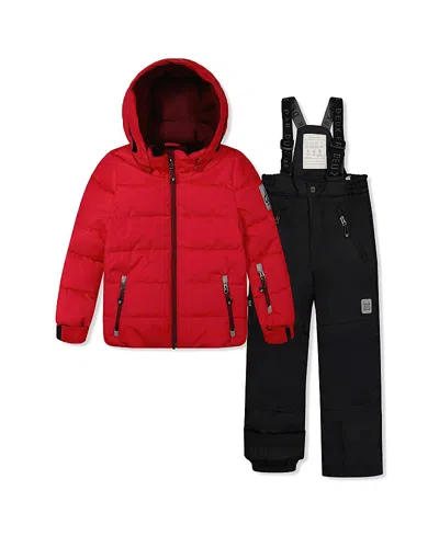 Deux Par Deux Boys' Play Reinforced Jacket & Pants Neckwarmer Two Piece Snowsuit - Little Kid In Multi