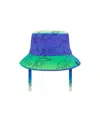 Deux Par Deux Boys' Printed Beach Hat - Baby In Vibrant Blue And Green Dino