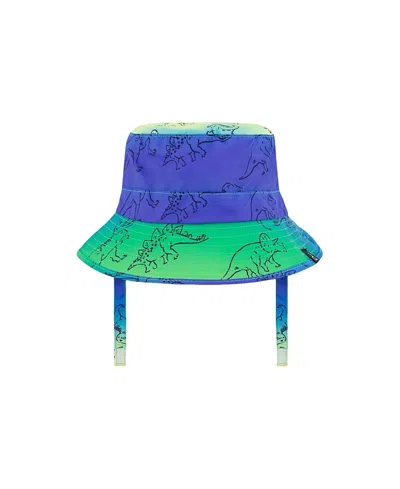 Deux Par Deux Kids'  Boys' Printed Beach Hat - Baby In Vibrant Blue And Green Dino