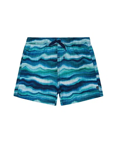 Deux Par Deux Boys' Printed Boardshorts - Little Kid, Big Kid In Blue Wave And Black