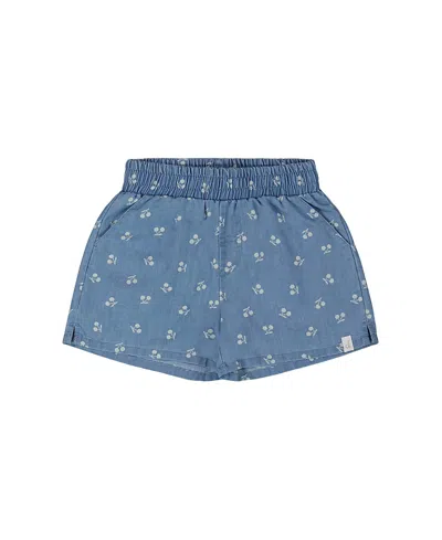 Deux Par Deux Boys' Printed Chambray Short - Baby In Blue And White Cherries