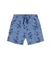 Deux Par Deux Boy's Printed Chambray Short Pale Blue And Navy In Pale Blue And Navy