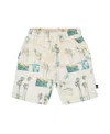Deux Par Deux Little Boy's Printed French Terry Short Beige Palm Tree And Teal