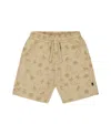 Deux Par Deux Boy's Printed French Terry Short Beige With Palm Trees In Beige With Palm Trees
