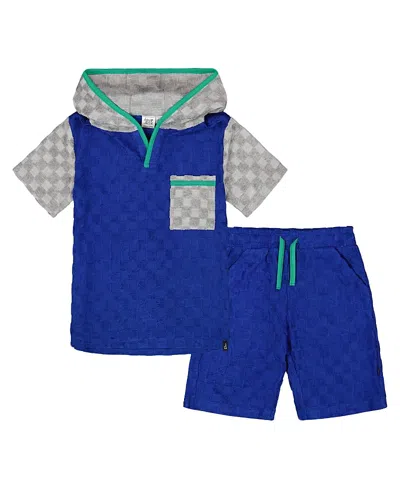 DEUX PAR DEUX DEUX PAR DEUX BOYS' PRINTED HOODED TERRY TOP AND SHORTS SET - LITTLE KID