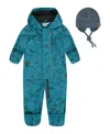 Deux Par Deux Boys' Printed Mid-season One-piece Outerwear With Hat - Baby In Blue And Gray
