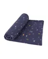 Deux Par Deux Printed Muslin Blanket Blue With Pine In Printed Blue Pine