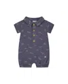 Deux Par Deux Boys' Printed Muslin Romper - Baby In Navy Blue Paper Boat