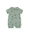 Deux Par Deux Boys' Printed Muslin Romper - Baby In Sage Monkey