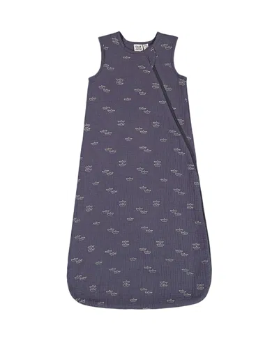 Deux Par Deux Boys' Printed Muslin Sleep Sack - Baby In Navy Blue Paper Boat