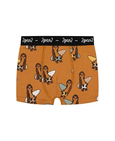 Deux Par Deux Boys' Printed Organic Cotton Boxer Shorts - Little Kid, Big Kid In Gold