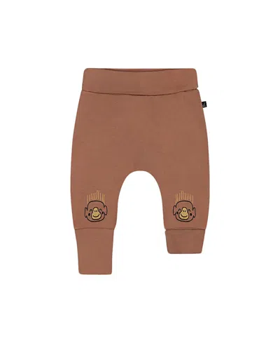 Deux Par Deux Boys' Printed Organic Cotton Evolutive Pant - Baby In Brown And Monkeys