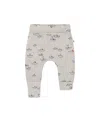 Deux Par Deux Boys' Printed Organic Cotton Evolutive Pant - Baby In Heather Grey With Little Paper Boat
