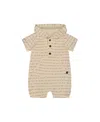 Deux Par Deux Boys' Printed Organic Cotton Hooded Romper - Baby In Off-white