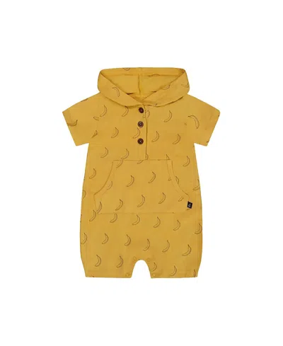 Deux Par Deux Boys' Printed Organic Cotton Hooded Romper - Baby In Yellow Bananas