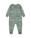 Deux Par Deux Baby Boy's Printed Organic Cotton One-piece Pajama Light Sage And Gray Crocodile In Light Sage And Gray Crocodile