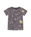 Deux Par Deux Little Boy's Printed Organic Cotton Tee Grayish Blue And Camping In Grayish Blue And Camping