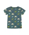 Deux Par Deux Boys' Printed Organic Cotton Tee - Little Kid, Big Kid In Teal And Peach