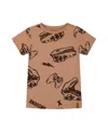 Deux Par Deux Little Boy's Printed Organic Cotton Tee Beige And Black Dinos In Beige And Black Dinos