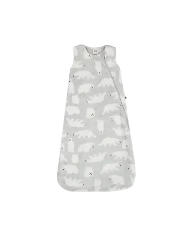 Deux Par Deux Boys' Printed Plush Sleep Sack Gray With Polar Bears - Baby In Printed Polar Bear