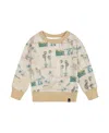 Deux Par Deux Little Boy's Printed Pullover Sweatshirt Beige Palm Tree And Teal In Beige Palm Tree And Teal