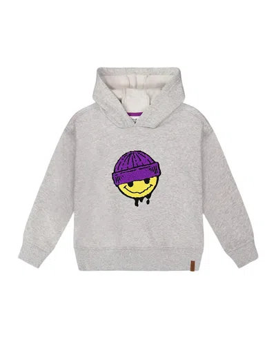 Deux Par Deux Boys' Pullover Fleece Hooded Sweatshirt - Little Kid In Gray