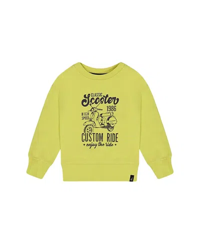 Deux Par Deux Boys' Pullover Graphic Sweatshirt - Baby In Lime Green