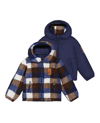 Deux Par Deux Boys' Reversible Fleece Hooded Mid-season Jacket - Baby In Multi