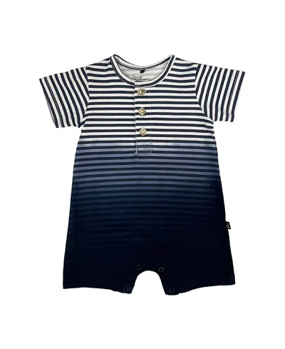 Deux Par Deux Boys' Short Sleeve Gradient Stripes Organic Cotton Romper - Baby In Black