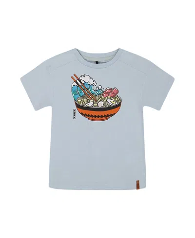 Deux Par Deux Boys' Short Sleeve Graphic Tee - Little Kid, Big Kid In Blue And Ramen
