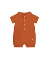 Deux Par Deux Boys' Short Sleeve Muslin Romper - Baby In Terracotta
