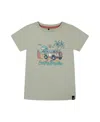 Deux Par Deux Boys' Short Sleeve Organic Cotton Graphic Tee - Baby In Sage And Multi