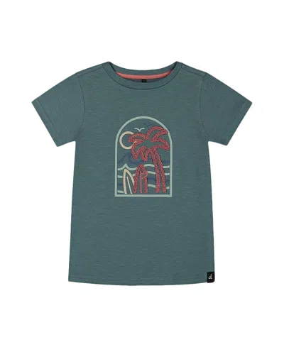 Deux Par Deux Boys' Short Sleeve Organic Cotton Graphic Tee - Baby In Green