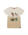 Deux Par Deux Boy's Short Sleeve Organic Cotton Graphic Tee Gradient White And Beige In Gradient White And Beige