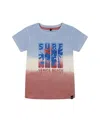 Deux Par Deux Boy's Short Sleeve Organic Cotton Graphic Tee Gradient Pale Blue And Dark Old Rose In Gradient Pale Blue And Dark Old