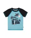 Deux Par Deux Boys' Short Sleeve Rashguard - Little Kid, Big Kid In Light Blue And Black