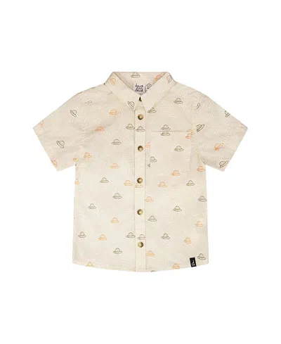 Deux Par Deux Boys' Short Sleeve Safari Print Poplin Shirt - Baby In Neutral