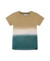 Deux Par Deux Boys' Short Sleeve Tee - Baby In Gradient Beige And Teal