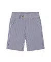 Deux Par Deux Boy's Slant Pocket Bermuda Shorts Royal Blue Striped In Cream Striped Blue