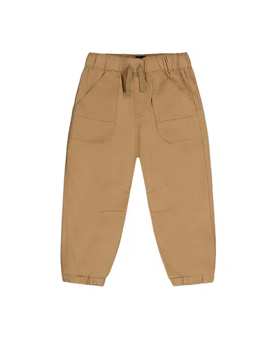 Deux Par Deux Boys' Stretch Canvas Jogger Pants - Baby In Brown