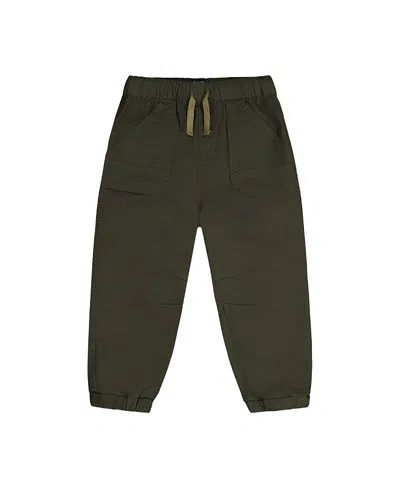 Deux Par Deux Boys' Stretch Canvas Jogger Pants - Baby In Green