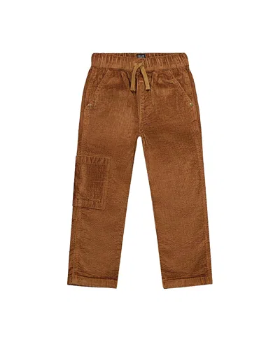 Deux Par Deux Boys' Stretch Corduroy Cargo Pocket Drawstring Waist Pants - Baby In Brown